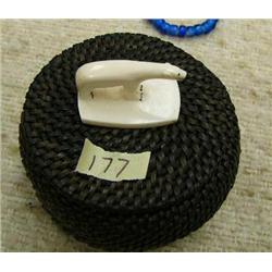 4" baleen basket done by Herbert Kunic from Pt. Hope Alaska, ca. 1972, #1037 (3)