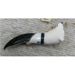 Polar bear claw with white ivory polar bear head with inset baleen nose- fabulous workmanship (3)