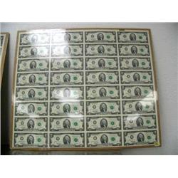 Uncut sheet of US 2 dollars bills federal reserve notes from 1995 (3)