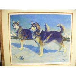 Double-matted and framed Fred Machetanz signed and numbered, 329 of 950, print called "They Opened t