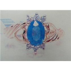 Sapphire and Diamond Lady's Ring, 14 K yellow gold- Sapphire is oval, faceted, approx. 1.00 carats, 