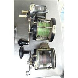Lot of 3 level wind reels: Pflueger #1885 Interocean, Jones Beach, Bronson Fleet Wing #2475 (3)