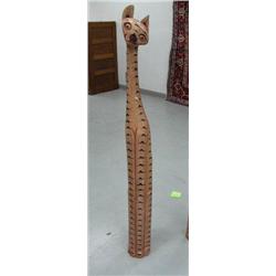 Hand carved wood cat 60" tall