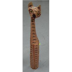 Hand carved wood cat 40" tall