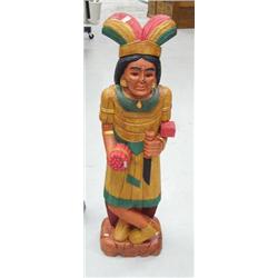 Hand carved wood cigar store Indian 41" tall