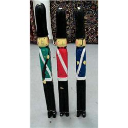 Set of 3 wood soldiers 42" tall