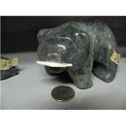 Soapstone bear with carved ivory fish in mouth