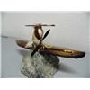 Image 4 : Kayaker/hunter in kayak mounted on soapstone- 17" and 9-3/4" tall