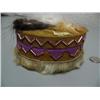 Image 3 : Round jewelry box/needle kit made from beads, animal hide, seal skin, bark, fur- approx. 5-1/2" diam