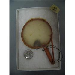 Small Eskimo drum made from wood and seal gut- 3" diameter