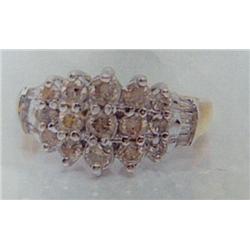 Diamond Lady's Ring, 14 K yellow and white gold- diamonds are full and baguette cut, approx. 0.65 ca