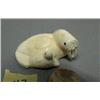 Image 1 : Carved ivory mother and baby walrus with inset baleen eyes by Jamie Oozeva- 2-1/8" and 1" tall
