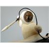 Image 4 : Carved ivory hunter in kayak with stone face mounted on baleen- baleen base is 4-3/4" x 1-1/2", figu