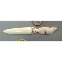 Ivory letter opener- seal handle with inset baleen eye- done by Shavings- 5-1/4"