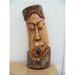 19" carved wood mask