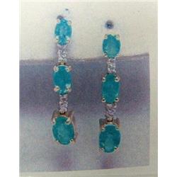 Emerald and Diamond Earrings, 14 K yellow gold- emeralds are oval faceted, approx. 1.64 carats, tran
