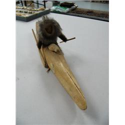 18" wood kayak with seal skin man and seal (3)
