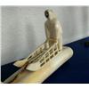 Image 3 : 19" white ivory walrus tusk with dog sled team- five dogs and man is 4" tall, ca. 1959 (3)