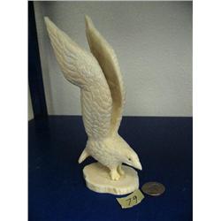 7-1/2" white ivory eagle carved from core ivory (3)