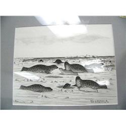 CHOICE on 3 Original pen and ink by Peter K. Omedelena from Teller Mission, Alaska image size 7-1/2"