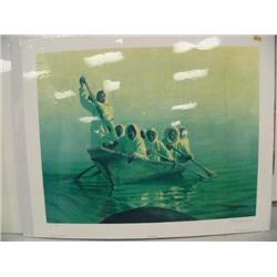 CHOICE on 5 Fred Machetanz prints: "Harpooner's Moment" published in 1987, image size 19" x 24-1/2",