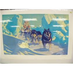 CHOICE on 5 Fred Machetanz prints: "Trail Through the Pressure Ice", 284 of 950, image size 20" x 32