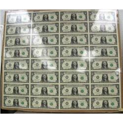 CHOICE on 2 uncut sheets of US one dollar bills federal reserve notes from 1999 (3)