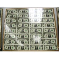 CHOICE on 2 uncut sheets of US one dollar bills federal reserve notes from 1999 (3)