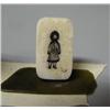 Image 4 : Lot of 3 scrimshawed ivory platchets with girl in parka- one mounted on fossilized ivory bark, one o
