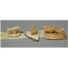 Image 1 : Lot of 3 carved ivory pieces individually mounted on ivory- bear, man, Orca