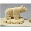 Image 2 : Lot of 3 carved ivory pieces individually mounted on ivory- bear, man, Orca