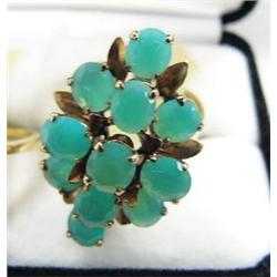 Multi-emerald 14 K gold ring (113)
