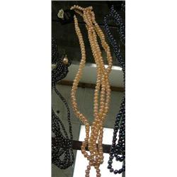 Multi-strand genuine pearl long necklace