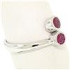 Image 3 : NEW Custom Made 14k White Gold Round Bezel Set Ruby Two Stone Simple Bypass Ring