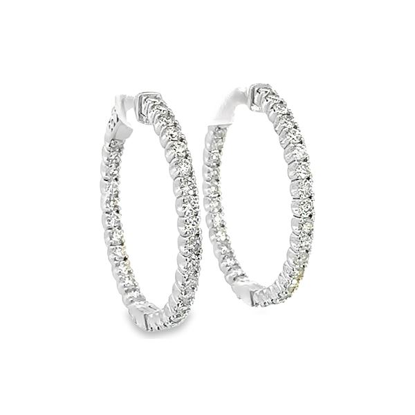 3.25 ctw Diamond Hoop Earrings - 14KT White Gold