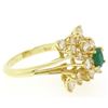 Image 3 : Estate 18k Yellow Gold 1.78 ctw Oval Emerald & Round Diamond Pyramid Cluster Rin