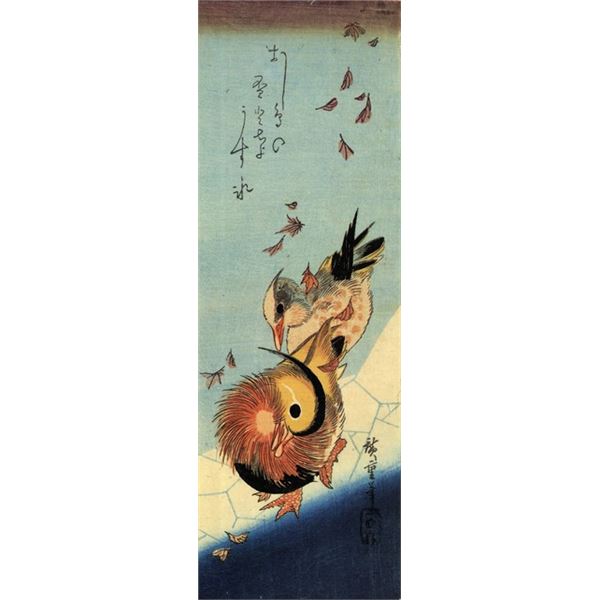 Hiroshige Mandarin Duck on a Frozen Pond