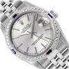 Image 1 : Rolex Midsize 31MM Quickset Stainless Steel Silver Index 18K Diamond And Sapphir