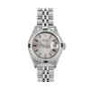 Image 2 : Rolex Ladies Stainless Steel Silver Index Dial Diamond And Emerald Date Watch