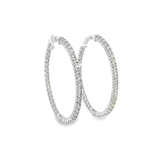 2.60 ctw Diamond Hoop Earrings - 14KT White Gold