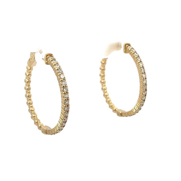 1.60 ctw Diamond Hoop Earrings - 14KT Yellow Gold