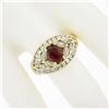 Image 3 : Vintage 18k Gold 3.81 ctw GIA Oval Ruby Marquise Diamond Statement Engagement Ri