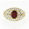 Image 4 : Vintage 18k Gold 3.81 ctw GIA Oval Ruby Marquise Diamond Statement Engagement Ri