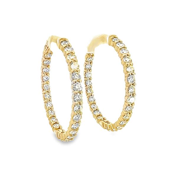 4.43 ctw Diamond Hoop Earrings - 14KT Yellow Gold