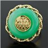 Image 2 : Vintage 18K Gold Braided Twisted Wire Frame Circle Platter Cocktail Jade Ring