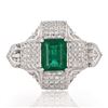 Image 1 : 2.87 ctw Emerald and 2.12 ctw Diamond Platinum Ring