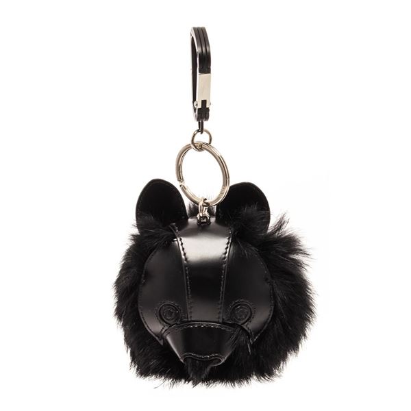 Christian Dior Cookie Bag Charm Leather and Fur Black