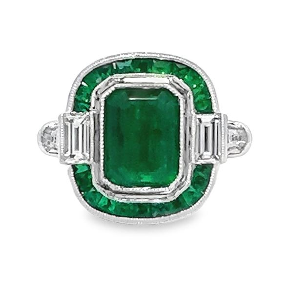 5.00 ctw Emerald and 1.06 ctw Diamond Ring - 14KT White Gold