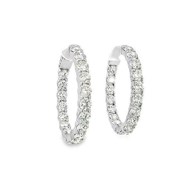 6.30 ctw Diamond Hoop Earrings - 14KT White Gold