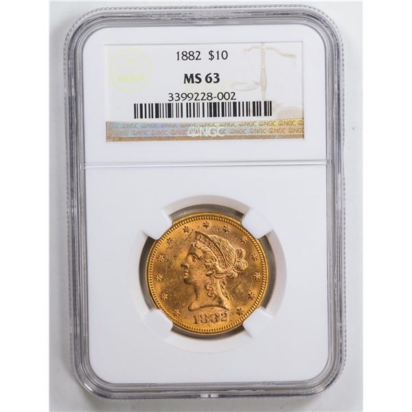 1882 $10 Eagle Gold Coin NGC MS63